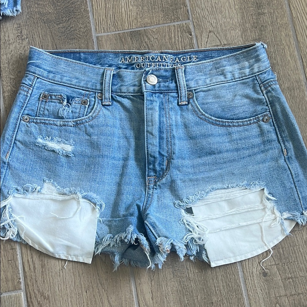 American Eagle Distressed Blue Denim Shorts
